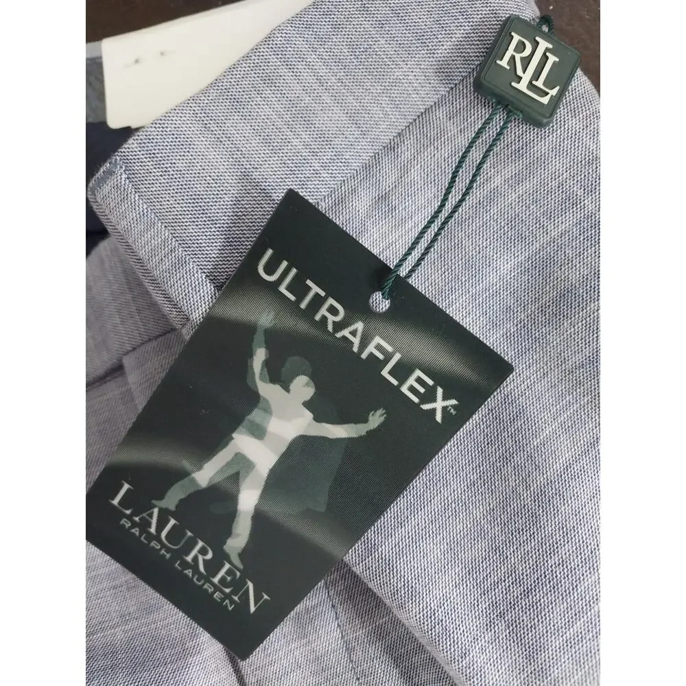 NWT@$95! LAUREN BY RALPH LAUREN! LT BLUE MICRO WEAVE ULTRAFLEX PANTS! SZ 33x32